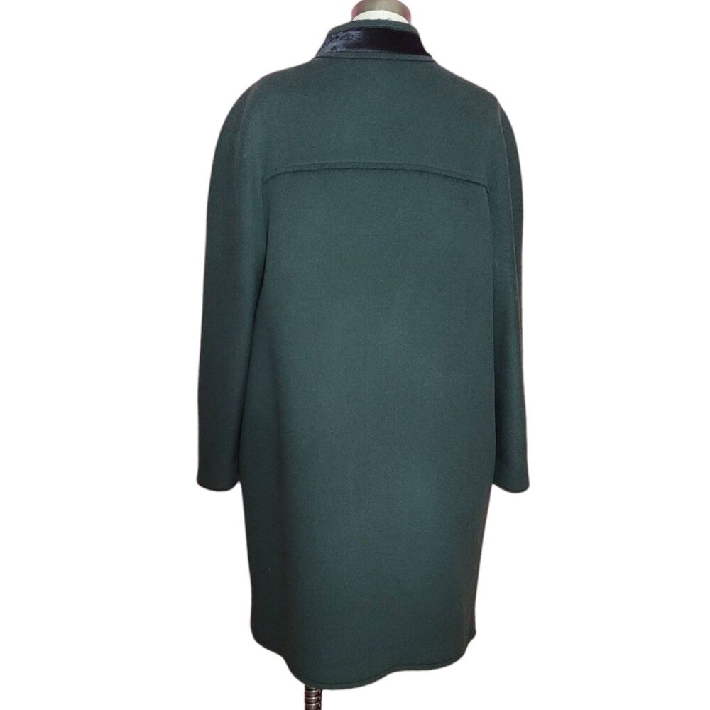 Elie Tahari Hilary Green Wool Coat with Rabbit Fur Panels - Picture 5 of 11